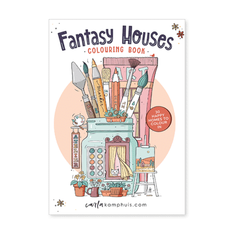 Fantasy houses colouring book