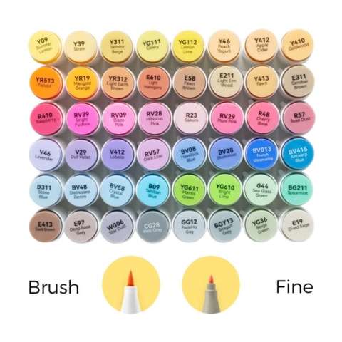 Ohuhu Honolulu B 48 Mid Tone kleuren Alcohol Art Markers Brush & Fine