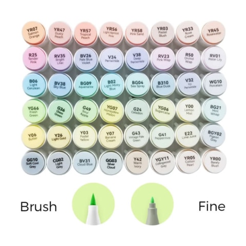 Ohuhu Honolulu B 48 kleuren Pastel Alcohol Art Markers Brush & Fine Blossoming
